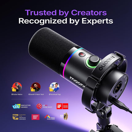 MAONO PD200X USB/XLR Dynamic Mic for Singing, PC, YouTube Recording. Professional Microphone with Programmable Software and 0-Latency Monitoring, Volume Control, Tap-to-Mute and Shock Mount, Black