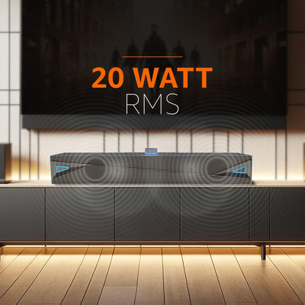 amazon basics X20R 20W Bluetooth Soundbar with 2000mAh Battery | 2X Bass | Up to 9hrs of Playback | Bluetooth 5.3, Aux in, USB, Micro TF Card Connectivity (Blue)