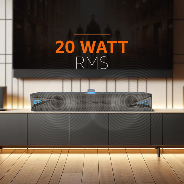amazon basics X20R 20W Bluetooth Soundbar with 2000mAh Battery | 2X Bass | Up to 9hrs of Playback | Bluetooth 5.3, Aux in, USB, Micro TF Card Connectivity (Blue)