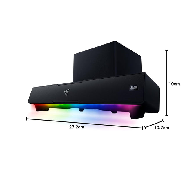 Razer Leviathan V2: Multi-Driver PC Gaming Soundbar with Subwoofer - THX Spatial Audio- Chroma RGB - Bluetooth 5.2 - for PC, Desktop/Laptop, Smartphones, Tablets & Nintendo Switch-RZ05-03920100-R3G1