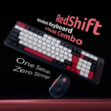 Acer RedShift Wireless Keyboard & Mouse Combo | Bluetooth + 2.4GHz Dual Mode | Multi-Device | 100-Key Slim Quiet Keyboard | 6-Button Mouse with 1600 DPI | Windows, Android, iOS | Black & Red