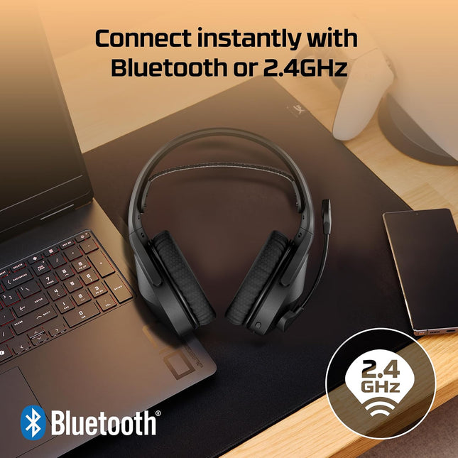HyperX Cloud Jet Smartchoice Dual Wireless Gaming Headset, 2.4GHz dongle, Bluetooth 5.2, PC, PS5, Nintendo Switch, Steam Deck, Mobile, USB-A, Black
