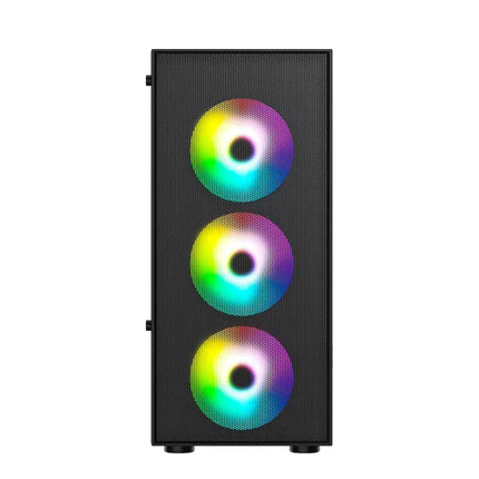 Ant Value VM40 ATX Computer Case/Gaming Cabinet - Black | Support ITX | Pre-Installed 3 Front & 1 Rear Rainbow Fans