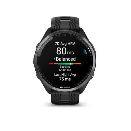 Garmin Forerunner 965 GPS Triathlon Smartwatch,Amoled Touchscreen, Battery Upto 23 Days, HRV Status, Advanced Sleep Score, Track Running, Cross Training, Vo2 Max, ClimbPro, Load Ratio with Black Band