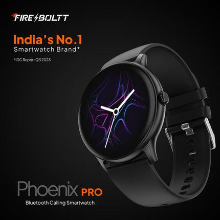 Fire-Boltt Phoenix Round Smart Watch 1.38″ HD Display with Bluetooth Calling, SpO2 & Heart Rate Monitor, 120+ Sports Modes, IP67 Waterproof, Fitness Tracker Smartwatch for Men & Women - Black