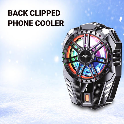 Ant ICE10 Phone Cooler for Gaming, Universal Phone Cooling Fan with 3 Speed Cooling Modes, RGB Fan, Ultra Quiet LED Temperature Display for iPhone Android Smartphones Cell Phone Cooler_ Black