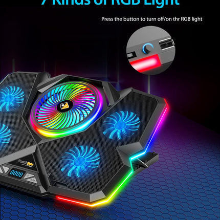 Cosmic Byte Cyclone RGB Laptop Cooling Pad with 5 Fan, Adjustable Speed, USB Hub (Black/Blue)