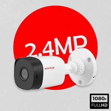 CP PLUS Weatherproof Outdoor Wired Bullet Security Camera | 2.4 MP| 3.6 MM Lens for Wide Angle | 1080P Full HD Recording | Digital Wide Dynamic Range (D-WDR) | CP-URC-TC24PL2-V3 (White)
