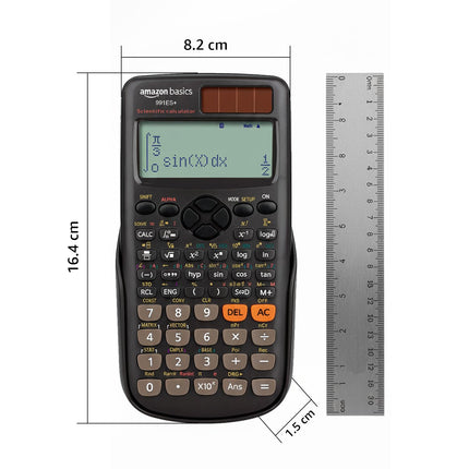 Amazon Basics 991ES Plus Scientific Calculator | 417 Functions | Four-Line Natural Display | Dual Power Solar & Battery | Engineering & Student Calculator | Black - Unboxify