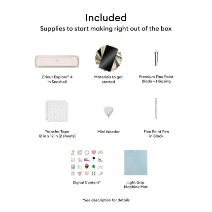Cricut Explore 4 - Smart Cutting Machine (Seashell) | Digital Content Bundle - Includes Images in Design Space App