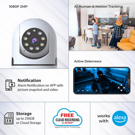 Trueview 2MP Smart CCTV Wi-fi Home Security Camera with Pan Tilt 360 (Pack of 2)