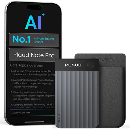 Plaud Note Pro AI Voice Recorder, AI Note Taker for in-Person/Online Meetings and Calls, Smart Transcription & Summarization, Clear Audio, Ultra-Slim Design, Secure Data, Case Included, Silver