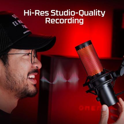 HyperX QuadCast 2-USB Microphone for Gaming,Streaming and Podcasting,On-Board Controls, LED Lighting, Quick Release Shock Mount and Built-in Arm/Stand Mount,PC,Mac,PS5,PS4,USB-C-Black