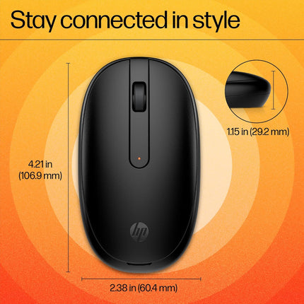 HP 240 Bluetooth Wireless Mouse with 3 Buttons/1600 DPI Red Optical Tracking/Sleek and Ambidextrous/Compatible to Windows 10, macOS, Chrome OS, 3 Years Warranty (Black) - Unboxify