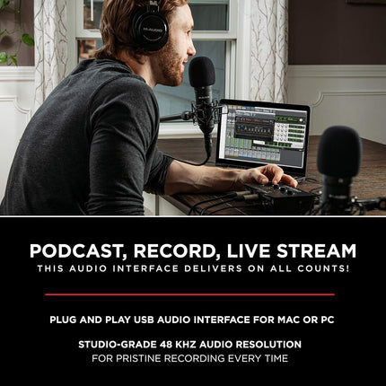M-Audio M-Track Duo – USB Audio Interface for Recording, Streaming and Podcasting with Dual XLR, Line & DI Inputs, plus a Software Suite Included