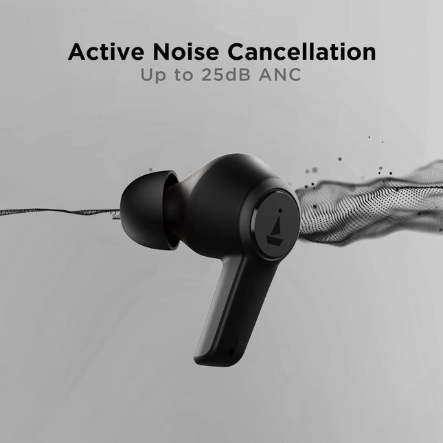 boAt Airdopes 413ANC True Wireless Earbuds with Active Noise Cancellation, 2 Mics ENx Tech, Signature Sound, Touch Gesture, 20 Hours Playback, ASAP Charge & Ambient Mode(Carbon Black)