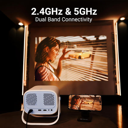 Zebronics Android Smart Projector, 1080p, 5200 Lumens, 200" Screen, 200° Tilt, Auto Focus, Auto Keystone, Auto Sensor Tech, BT, WiFi, App Support (Netflix, Prime, etc), Miracast (Pixaplay 34, Yellow)