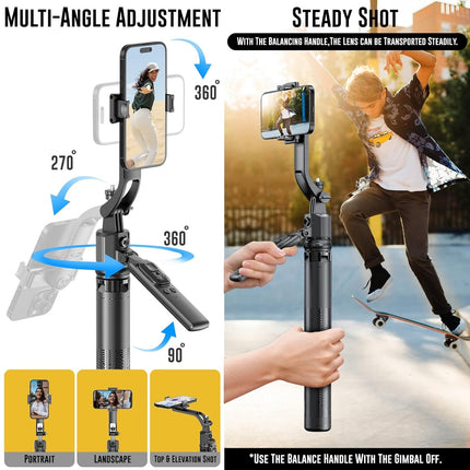 WeCool S8 AI-Powered Selfie Stick for Mobile, Auto Face Tracking Tripod with 360° Auto Rotating Selfie Stick, 64-inch/163 cm Long Aluminum Extension for Mobile & Camera with Quad-Leg Stability - Unboxify