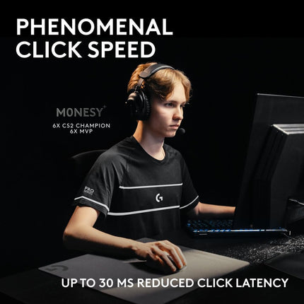 Logitech PRO X2 SUPERSTRIKE Lightspeed Wireless Gaming Mouse with The Fastest Click in the World, Ultra Lightweight (61 g), Customizable Click Haptics, USB-C Charging, for PC/Mac/Laptop - White