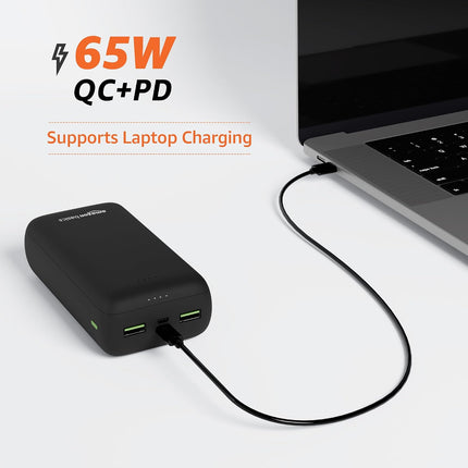 Amazon Basics 27000 Mah 65W Ultra Fast Charging Power Bank | USB Type-C Input, USB Type A Power Delivery (Input & Output) | Quick Charge | Two-Way Fast Charging (Black)