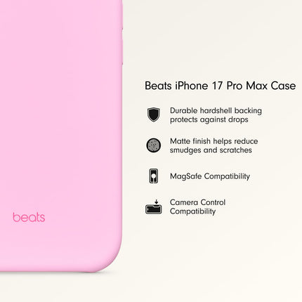 Beats iPhone 17 Pro Max Case with MagSafe & Camera Control, Matte Finish, Microfibre Lining – Pebble Pink