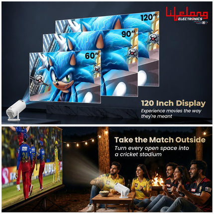 Lifelong Electronics Built-in Live TV Smart Projector | with 90+ Channels (No Subscription Required) | Android, 1080P & 4K Ultra HD Support, 720P Native | for Room & Outdoors | All OTT Apps | WiFi/BT