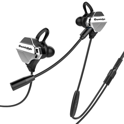 Cosmic Byte CB-EP-04 Gaming Headphones Wired in Ear Earphone with Microphone Detachable for PC, PS4, Mobiles, Tablets (Black/Silver)