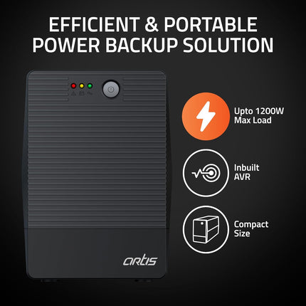 Artis 2000VA Line Interactive UPS for Personal/Gaming Computers, Desktop PCs, Laptops, Routers, Networking Devices and Gaming Consoles with 16A Input Plug