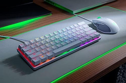 Razer Huntsman Mini - Mercury Edition - 60% Optical Gaming Keyboard (Linear Red Switch, White) I RGB Customizable backlighting - RZ03-03390400-R3M1