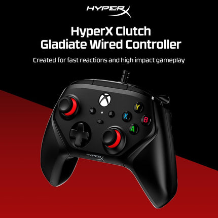 HyperX Clutch Gladiate RGB Gaming Controller for Xbox Series X|S Licensed by Xbox, fully compatible with Xbox One and Xbox Series X|S consoles, as well as PC, Full RGB Wired Clear| 290gm (6L366AA)