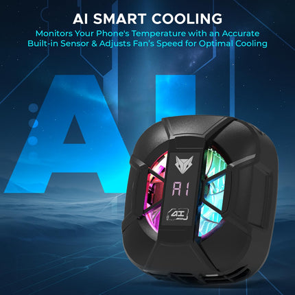 Evofox Hailstone Sense AI Magnetic Semiconductor Mobile Cooler | Smart AI,L1,L2,L3 Mode for Temperature Control |15W Freeze Cooling | for iPhone 12/13/14/15/16,17, iPads and Android Smartphones