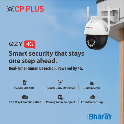 CP PLUS 3MP Outdoor CCTV Camera for Home | 4G SIM-Based Wireless Security Camera | CTC Cyber Secure Tech | Human Detection | Motion Alerts | IR Night Vision 30M | SD Card Recording | EZ-S35T