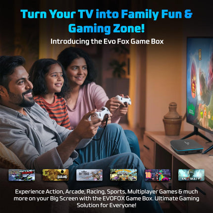 EvoFox Game Box V2 TV Gaming Console With Smart Remote and Game Controller | 4 GB RAM, 32 GB Storage | Powerful GPU, Quad Core Processor | Bluetooth 5.0 | 4K Output | Preloaded Games | (Coal Black)