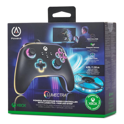 PowerA Advantage Wired Gaming Controller with Lumectra + RGB LED Strip for Xbox Series X/S, Xbox One, PC, Windows 10/11 with Vivid LED Lighting, Black (Officially Licensed)