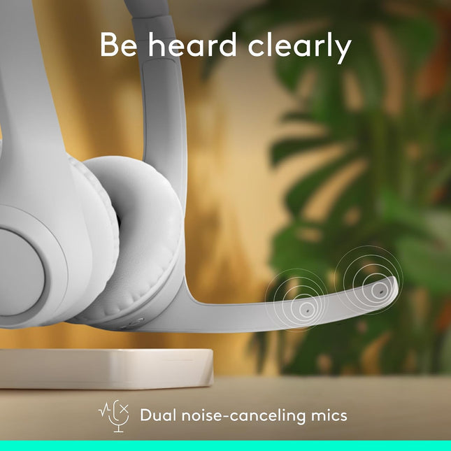 Logitech Zone 300 Wireless Bluetooth Headset with Noise-Cancelling Microphone, Compatible with Windows, Mac, Chrome, Linux, iOS, iPadOS, Android – White