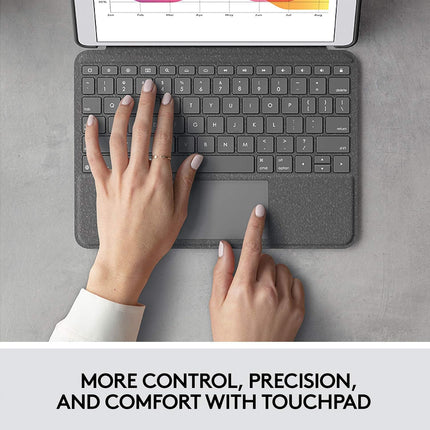 Logitech Combo Touch for iPad 7th, 8th and 9th Gen Wireless Detachable Keyboard case with trackpad and Smart Connector Technology (Graphite) - Unboxify