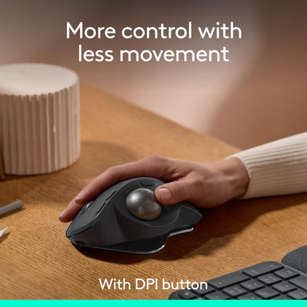 Logitech MX Ergo S Advanced Wireless Trackball Mouse with Free Adobe Subscription, USB-C Rechargeable Wireless Ergonomic Mouse with Bluetooth and Encrypted Dongle, 6 Programmable Buttons, for PC/Mac - Unboxify