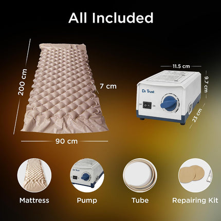 Dr Trust USA Anti-Decubitus Bubble Air Mattress for Patients, Bed Sores Prevention, Comfortable Sleep Inflatable Pad with Pump - 343 (Brown)
