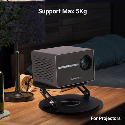 ZEBRONICS PSH05, Rotatable Projector Stand, 360° Rotatable, Foldable Design, Damping Shaft, Multi Angle Adjustment, Metal Body, Supports upto 5kg, Protective Resting Foam, Anti-slip Silicone Pads