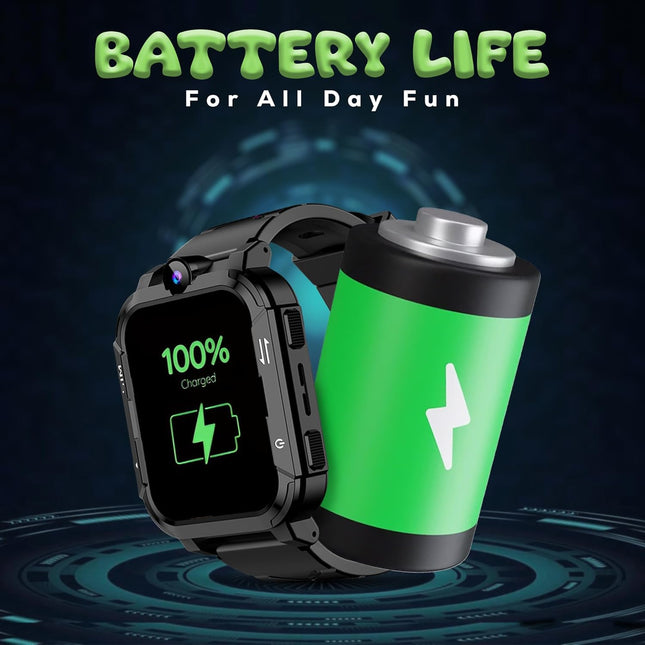 PunnkFunnk Musk Safeguard 5G/4G Kids Smart Watch with SIM Calling, GPS Tracker, Video Call, SOS Alerts, Face Unlock, Games, IP67, 800mAh Battery, Voice Chat, Maps(Black)