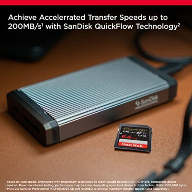 SanDisk Extreme Pro SD UHS I 64GB Card for 4K Video for DSLR and Mirrorless Cameras 200MB/s Read & 90MB/s Write