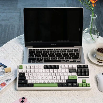 Aula F87 Wireless Mechanical Keyboard | 75% TKL Gasket Custom Hot Swappable Keyboard, 2.4Ghz/Type-C/Bluetooth Gaming Keyboard | Pre-lubed Switch RGB Backlit Keyboard (Green+White)