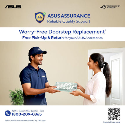 ASUS Marshmallow MD100 Wireless Bluetooth Mouse with Dual Mode (Bluetooth 5.0 & 2.4GHz), Silent Clicks, Adjustable 800/1000/1600 DPI, Multi-Device, Ergonomic Design, Grey, 1-Year Warranty