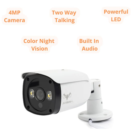JK Vision 4MP CCTV IP Camera Full Set, 2 Bullet,2 Dome, 4 Channel NVR, 4 Port JK Vision POE, 1TB Hard Disk, Cat6 Cable 100 Meter, 8 RJ45