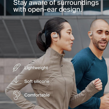 Belkin SoundForm ClearFit Open-Ear Wireless Earbuds, Lightweight Sport Earphones, Bluetooth Compatible w/Long-Lasting Comfort, IPX5 Waterproof for iPhone, Hiking, Biking, Running, & More - Sand