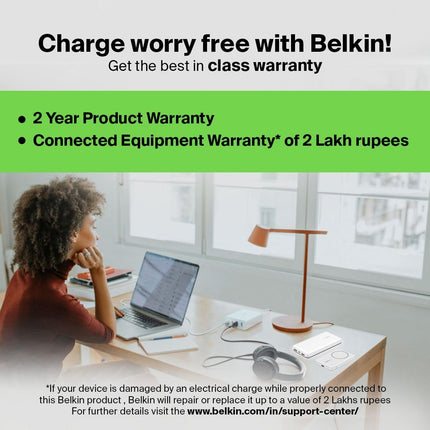 Belkin 60W (30W + 30W) Two Ports USB -C PPS Fast Charging Wall Charger,2M Extender with 4-Port (2 USB -C & 2 USB-A),Compatible with iPhone Series,Ipad,Galaxy S24,Google Pixel,2 Years Warranty,White (BRAND NEW/SEALED)