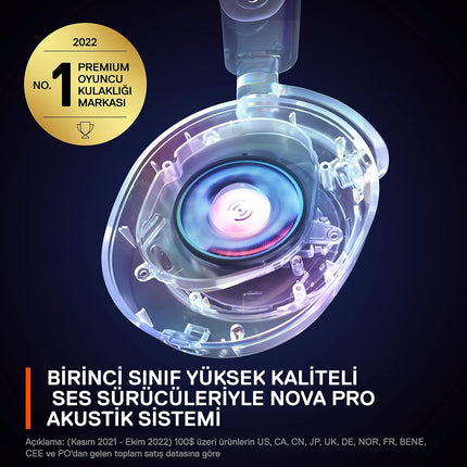 SteelSeries Arctis Nova Pro Multi-System Wired Gaming On Ear Headset - Premium Hi-Fi Drivers - Hi-Res Audio - 360° Spatial Audio - GameDAC Gen 2 - ESS Sabre Quad-DAC - ClearCast Gen 2 Mic - PC, PS5