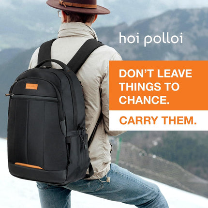 hoi polloi Premium Laptop Backpack for Men and Women, 15.6" Office Laptop Bag with Separate iPad Pocket upto 11", 27.6L Capacity, Water Resistant Polyester (Black, HPXL0002)