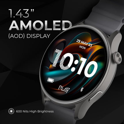 PLAYFIT Flaunt 2 1.43" AMOLED Round Display with Rotary Crown (Grey)