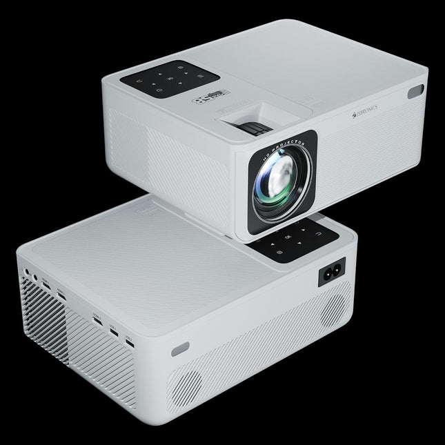 ZEBRONICS PIXAPLAY 58, Smart Projector, 12000 Lumens, 4K Support, 210 Inch Screen Size, Quad Core Processor, Bluetooth, HDMI, USB, WiFi, AUX, 1080p Native, APP Support, Miracast